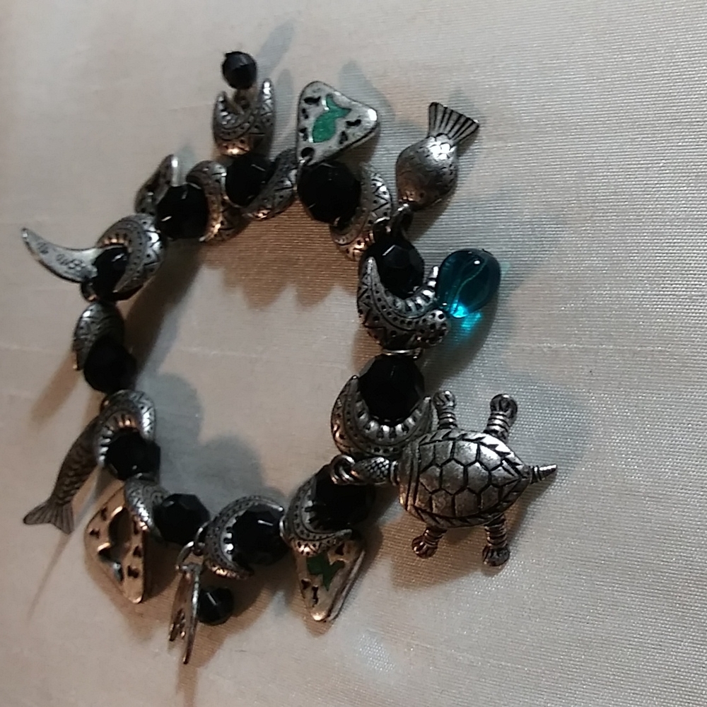 Silver and black nautical bracelet